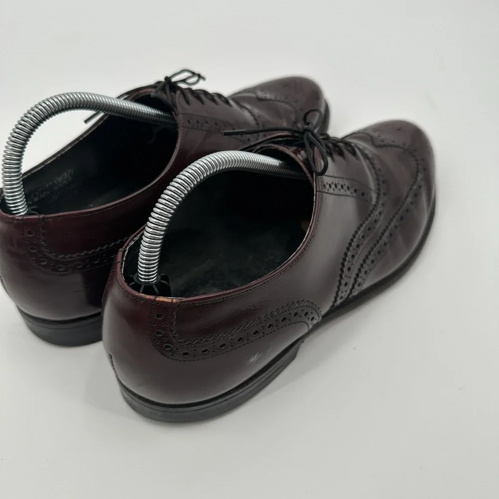 Hanover Wingtip Oxford Shoes Mens Size 10 Burgundy Leather Brogue‎ Dress Formal